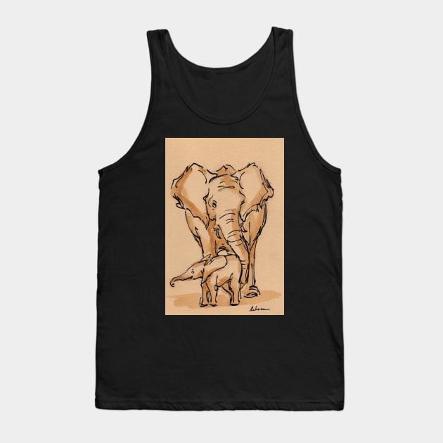 Little One: Mama & Baby Elephant Watercolor Painting #10 Tank Top by tranquilwaters